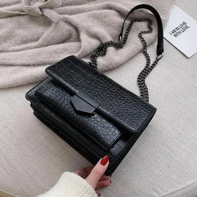 Vintage Crocodile Pattern Chain Women's Shoulder Crossbody Bags Fashion Ladies Messenger Bag Evening Clutch Female Purses