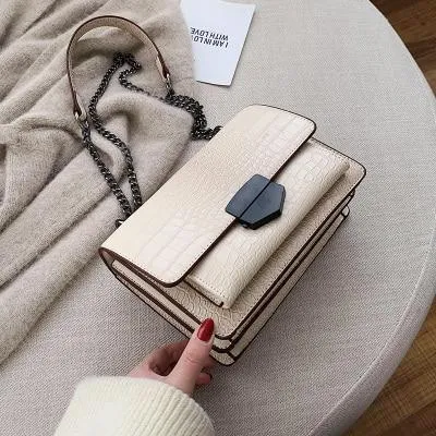 Vintage Crocodile Pattern Chain Women's Shoulder Crossbody Bags Fashion Ladies Messenger Bag Evening Clutch Female Purses
