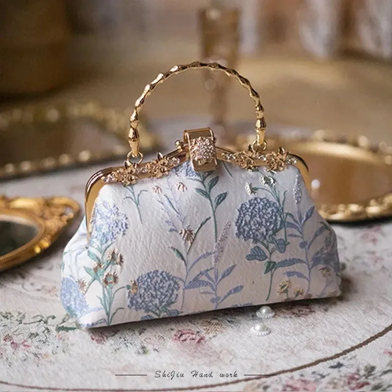 Vintage Fashion Wedding Bag: Floral Shell Lock Bags with Fringe Chain - Women's Shoulder Crossbody Bags and Handbag Purses