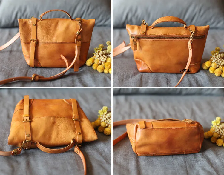 Womens Leather Satchel Bag Vintage Leather Crossbody Bag Purse For Women