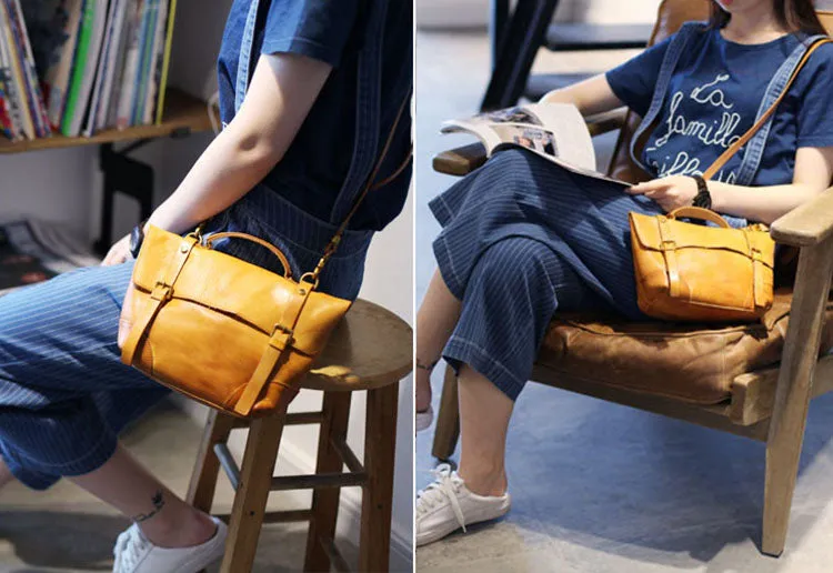 Womens Leather Satchel Bag Vintage Leather Crossbody Bag Purse For Women