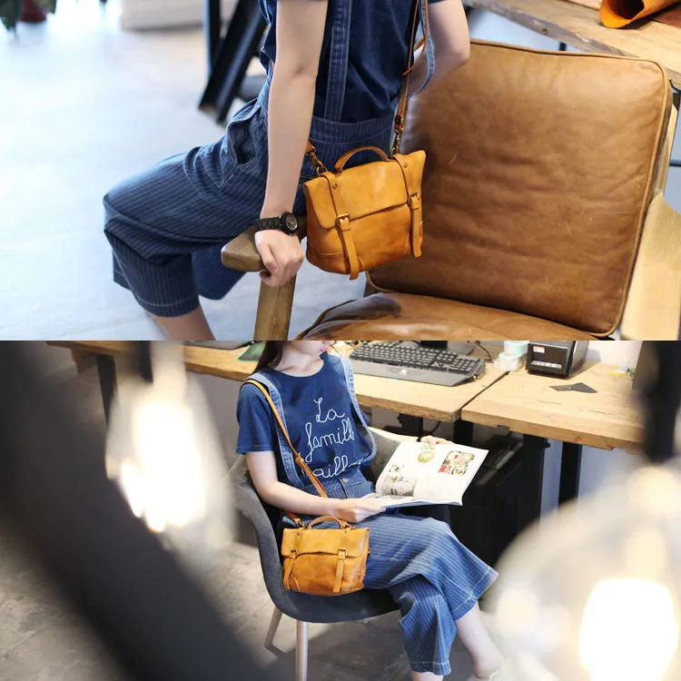 Womens Leather Satchel Bag Vintage Leather Crossbody Bag Purse For Women