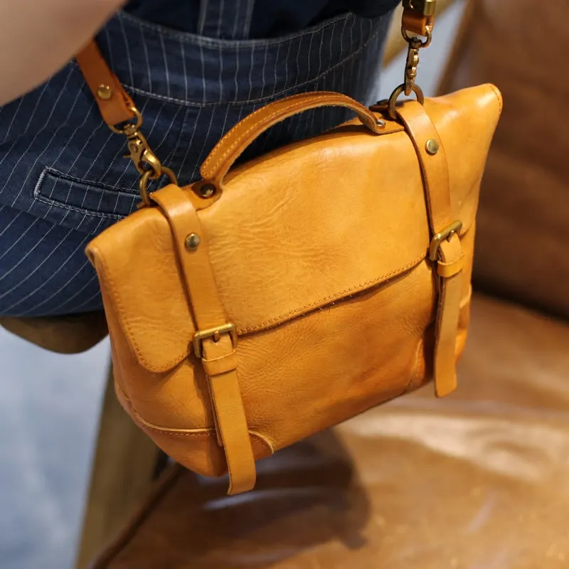 Womens Leather Satchel Bag Vintage Leather Crossbody Bag Purse For Women
