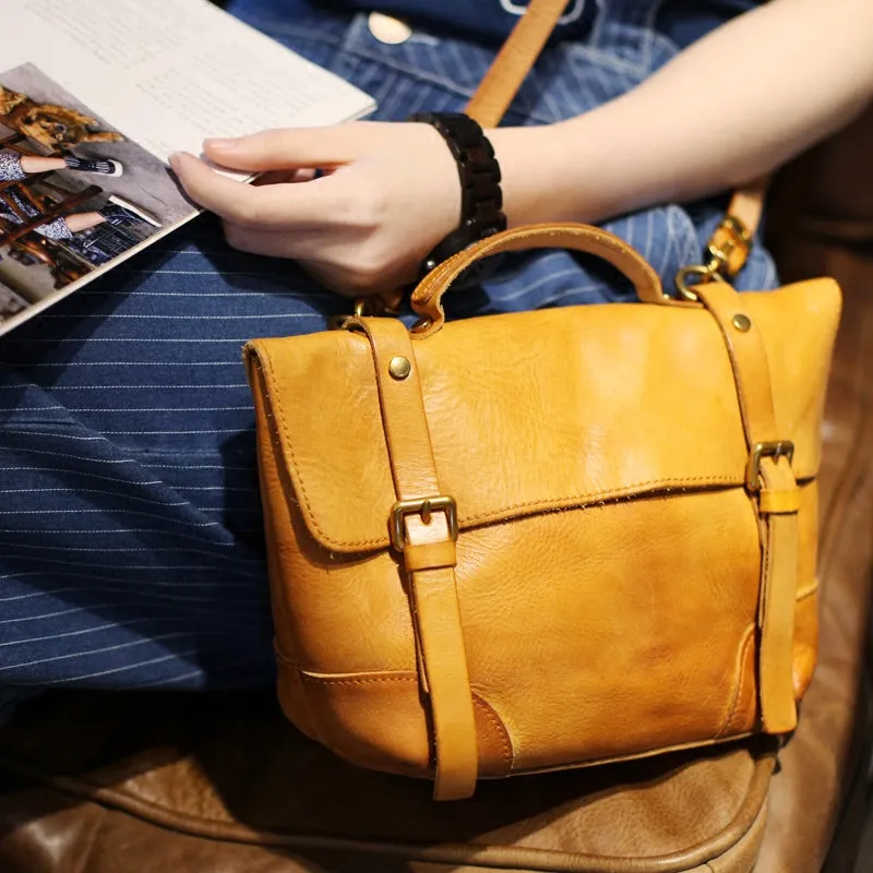 Womens Leather Satchel Bag Vintage Leather Crossbody Bag Purse For Women
