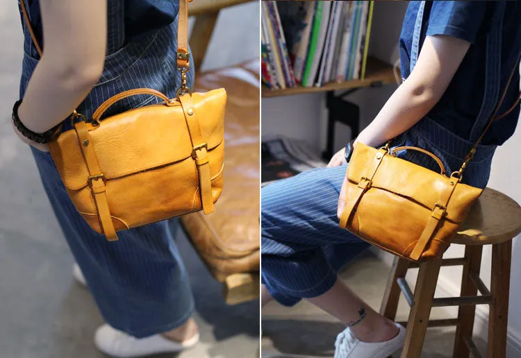 Womens Leather Satchel Bag Vintage Leather Crossbody Bag Purse For Women