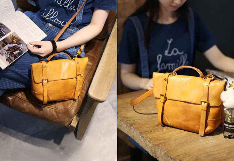 Womens Leather Satchel Bag Vintage Leather Crossbody Bag Purse For Women