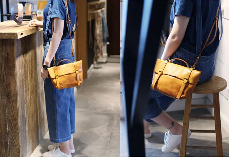 Womens Leather Satchel Bag Vintage Leather Crossbody Bag Purse For Women
