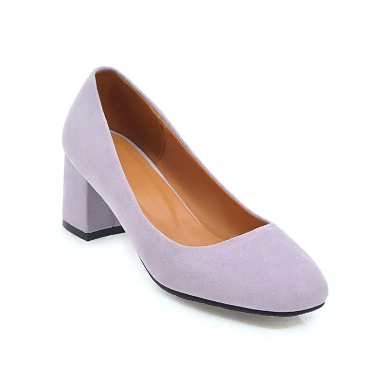 Women's Pumps Suede Block Heel Shoes