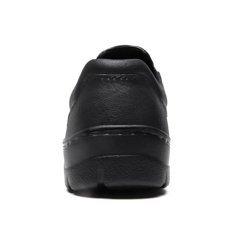Yeknu Fashion Black Men Leather Shoes Slip On Men Loafers Formal Dress Office Shoes For Men